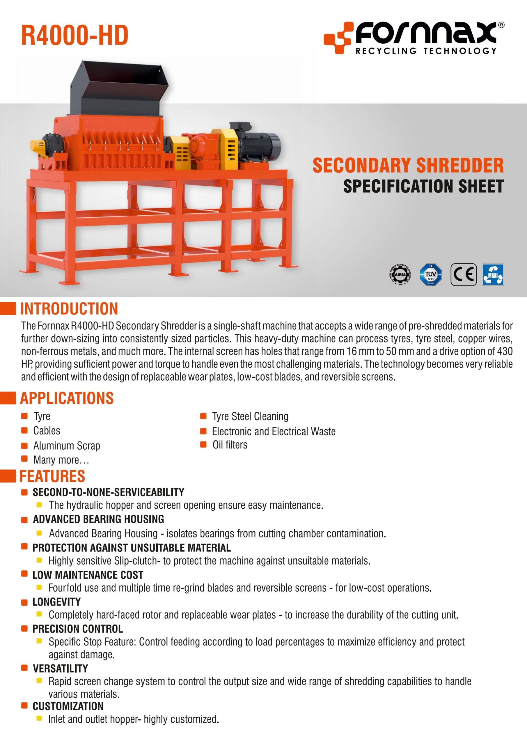 Fornnax R-4000HD Specification Sheet-images-0