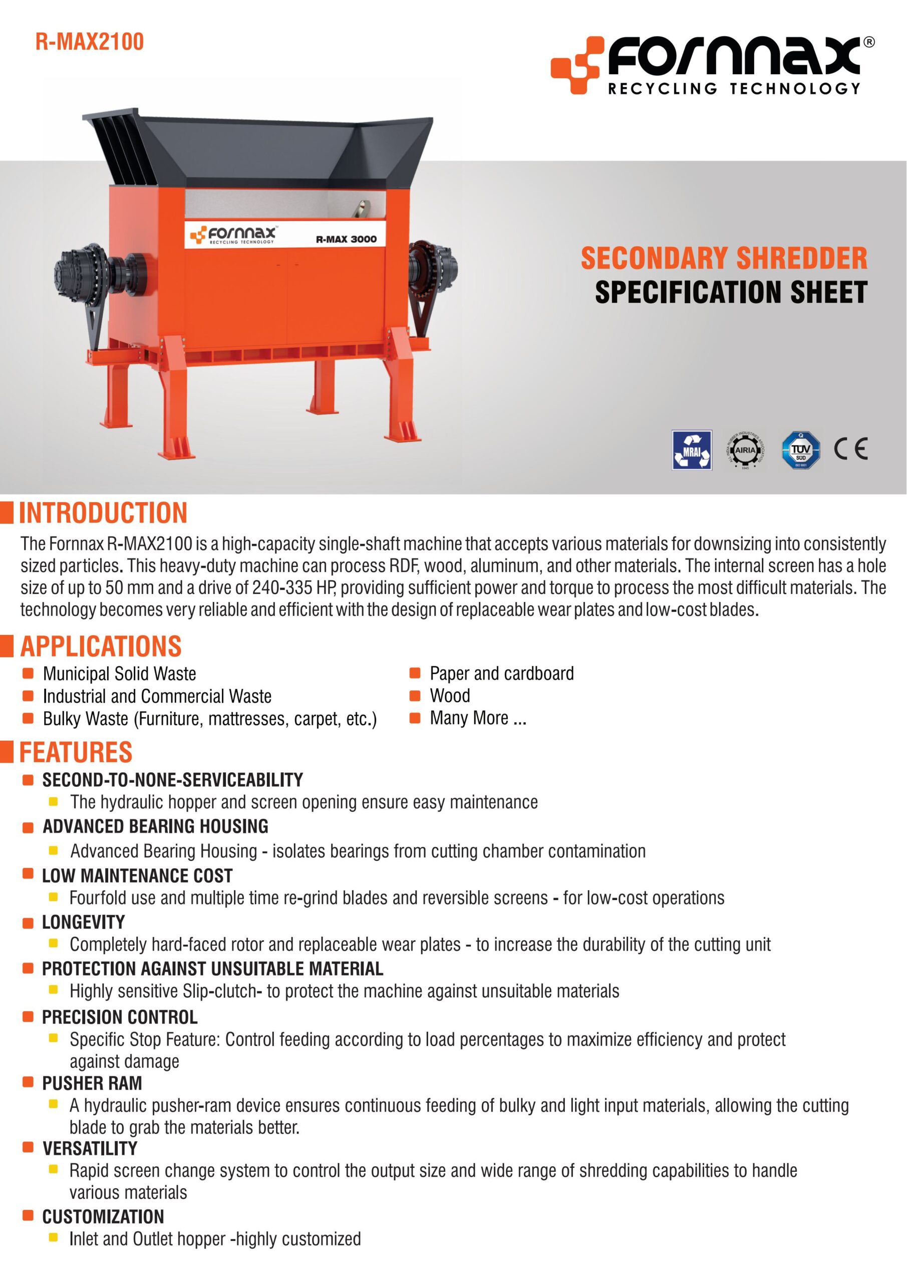 Fornnax R-MAX2100 Specification Sheet-images-0